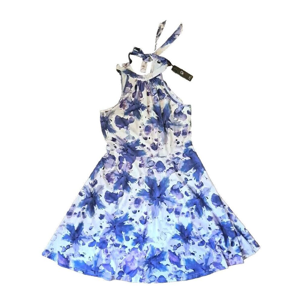 OUGES OE Halter Neck Dress Sz Large Floral Casual Sundress Romantic Beach NWT